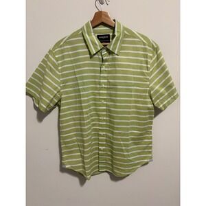 Bonobos Stretch Short Sleeve Shirt Mens Large Standard Fit Green White Striped